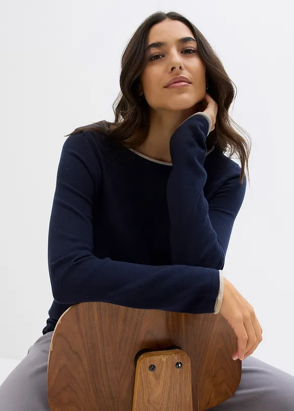 Feinstrickpullover aus Baumwollmix, bonprix