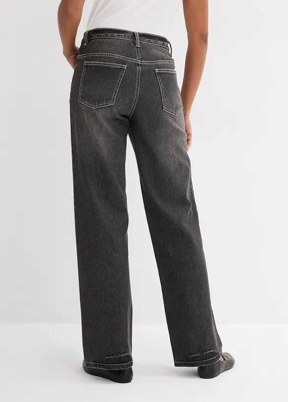 Jean droit taille haute, loose, bonprix