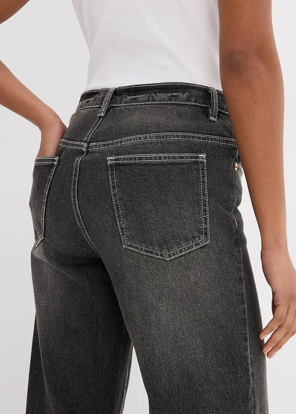 Jean droit taille haute, loose, bonprix
