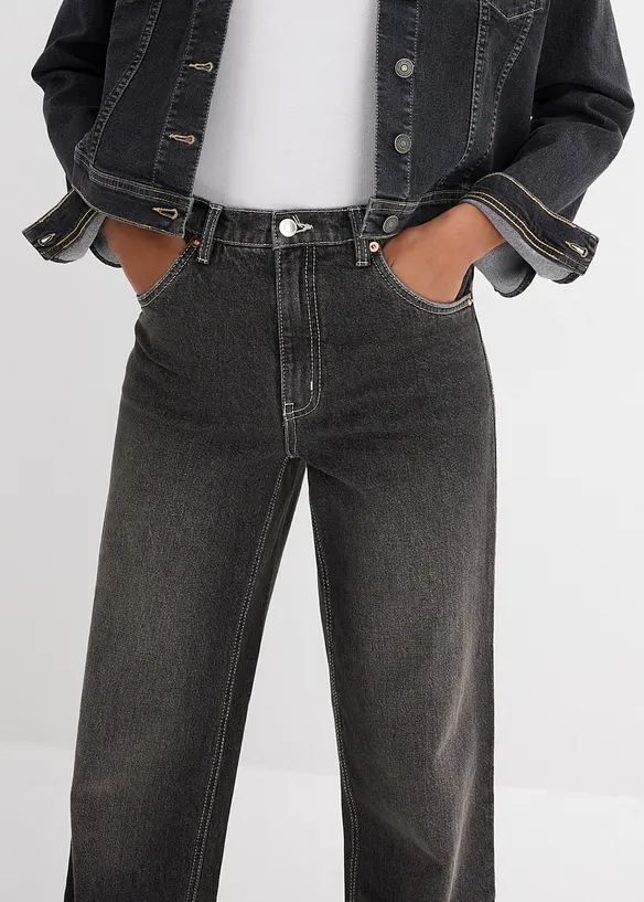 Jean droit taille haute, loose, bonprix
