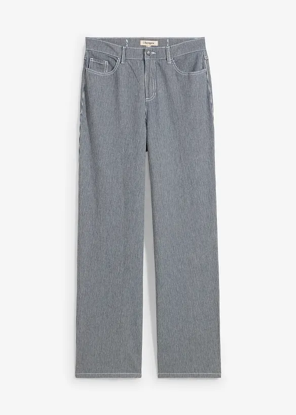 Jean Straight, taille haute, rayé, bonprix