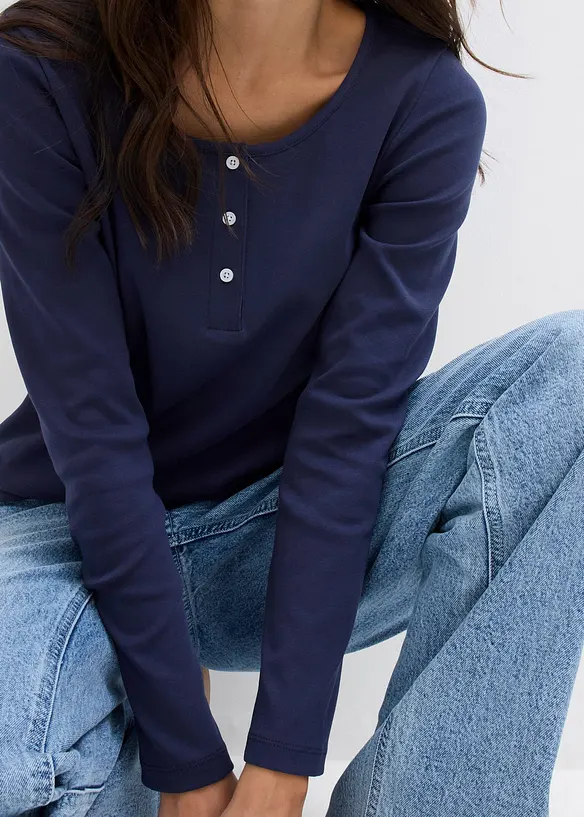 T-shirt manches longues &agrave; col rond, bonprix