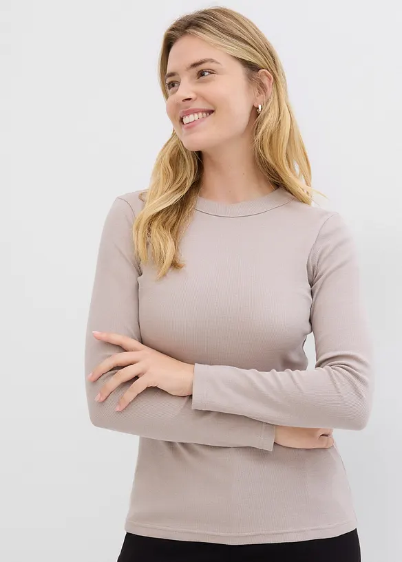 Lot de 2 T-shirts côtelés, bonprix