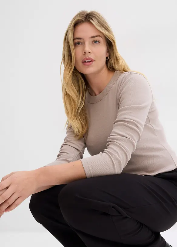 Lot de 2 T-shirts côtelés, bonprix