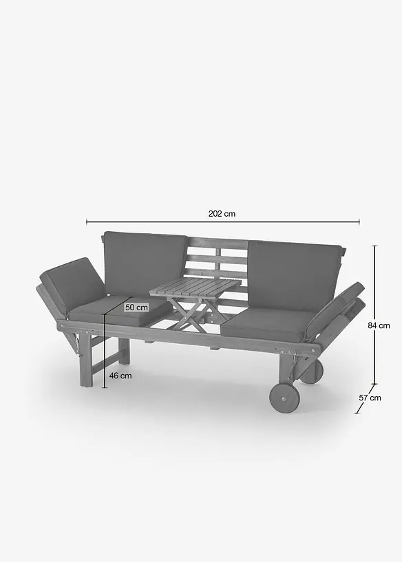 Banc de jardin &agrave; roulettes, bonprix