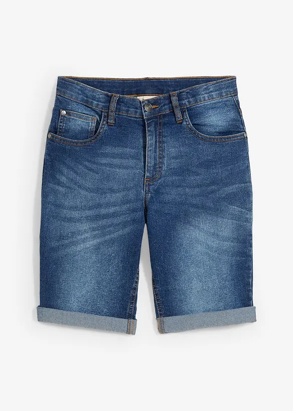 Stretch-Jeans-Bermuda mit verstellbarem Bund, Slim Fit, bonprix