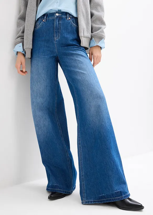 Wide-Leg-Jeans, High Waist, Full Length Bequembund, bonprix