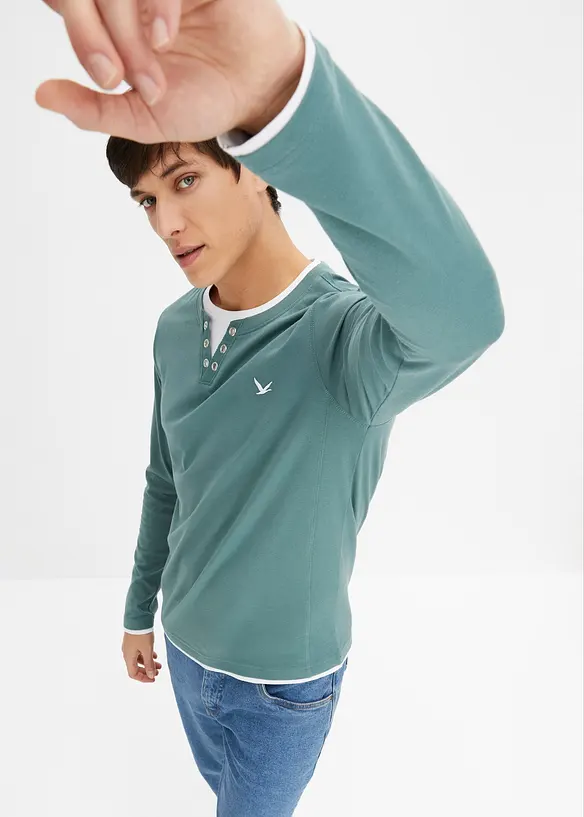 2 in 1 Shirt (2er Pack), Langarm, bonprix