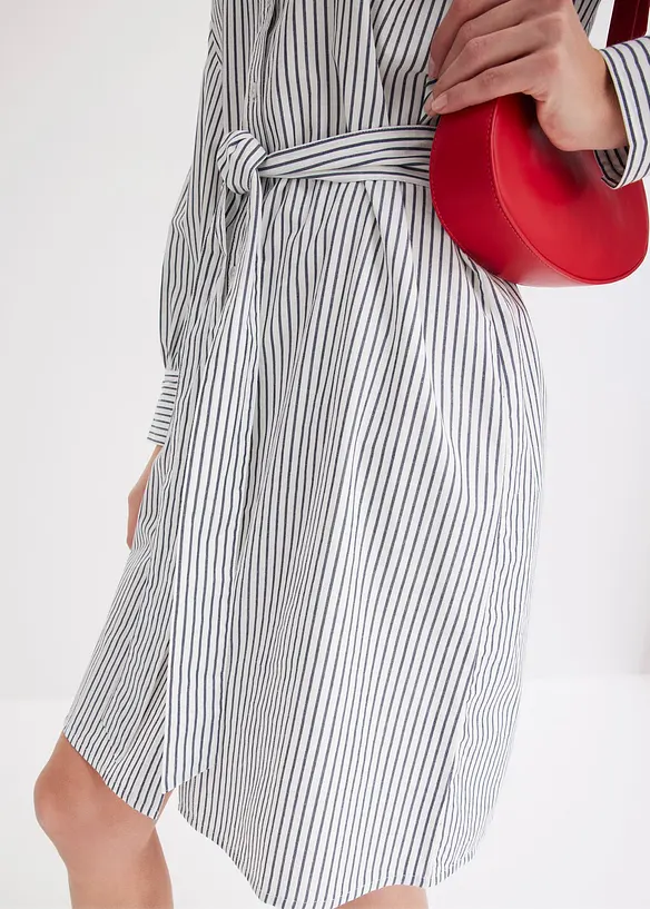 Robe chemise à manches bouffantes et ceinture à nouer, bonprix