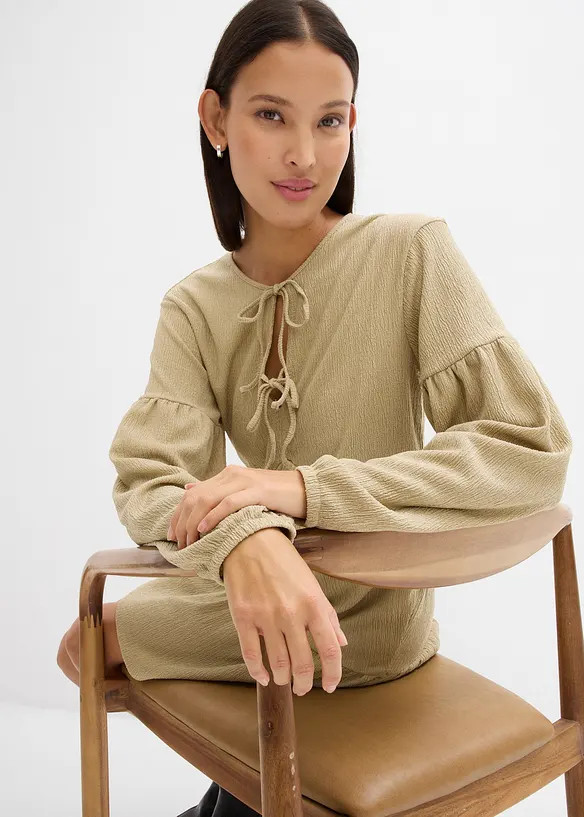 Robe en jersey crêpe texturé, bonprix