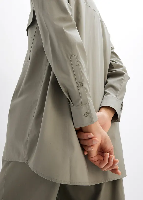 Long chemisier 100% coton, bonprix