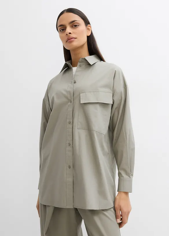 Long chemisier 100% coton, bonprix