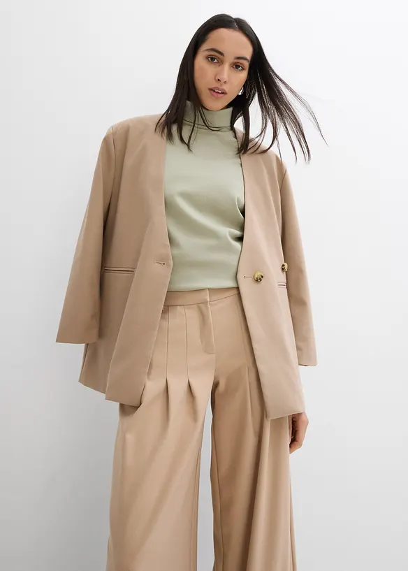 Pantalon à pinces taille haute en viscose mélangée, bonprix