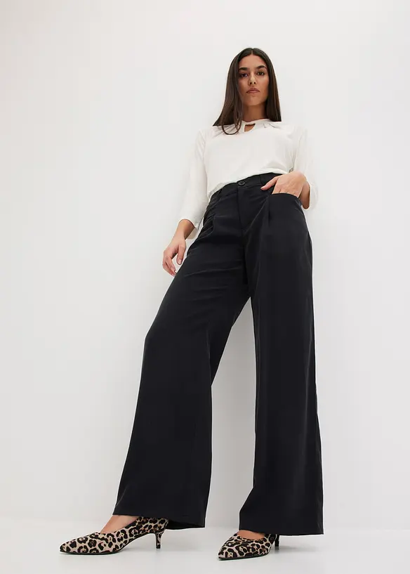 Pantalon palazzo à taille élastiquée, bonprix