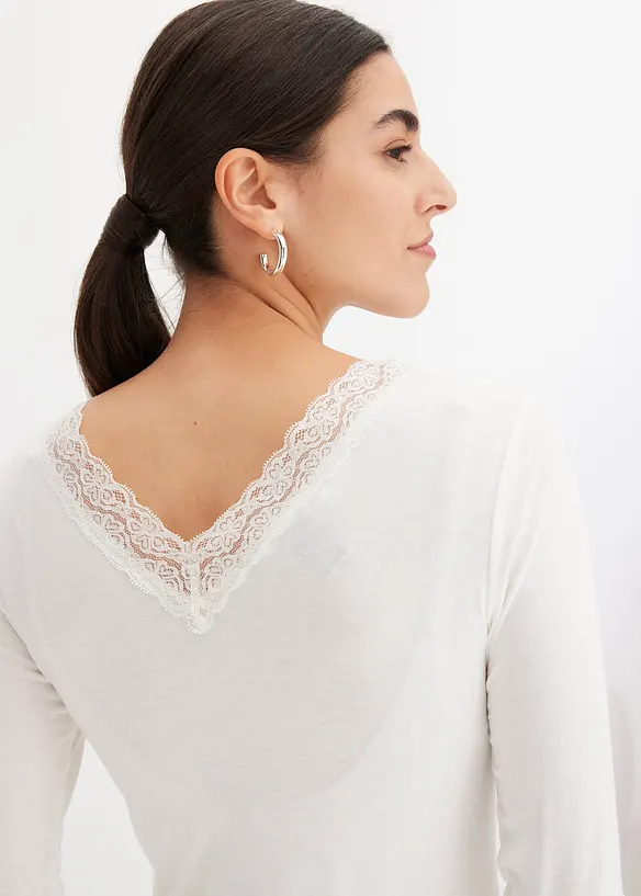 Langarmshirt mit Spitze, bonprix