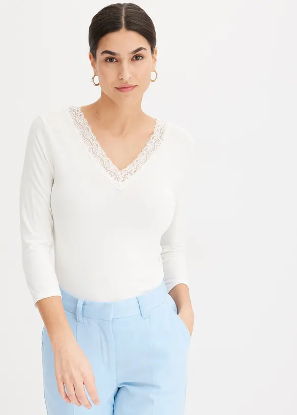 Langarmshirt mit Spitze, bonprix