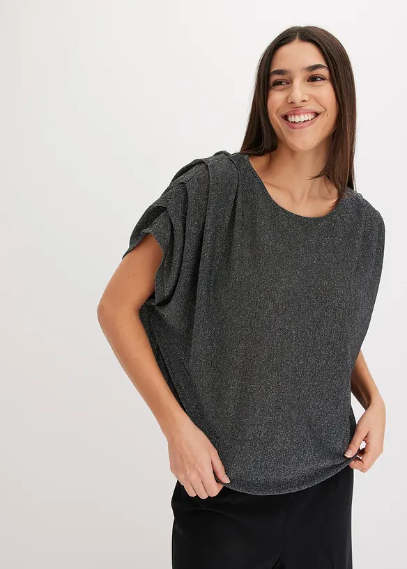 T-shirt en lurex avec drapé, bonprix