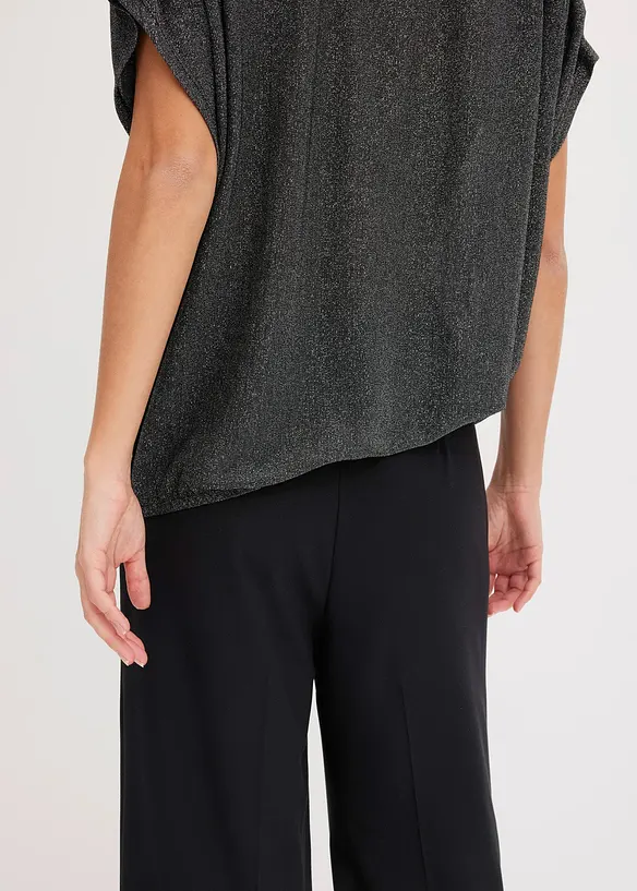 T-shirt en lurex avec drapé, bonprix