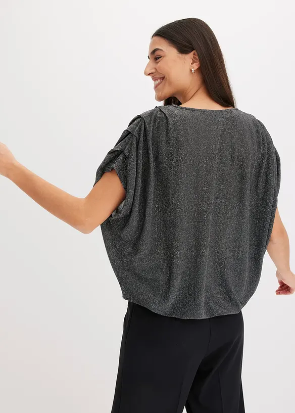 T-shirt en lurex avec drapé, bonprix