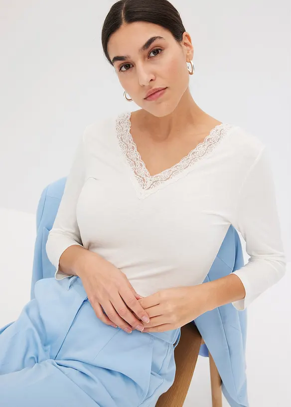 Langarmshirt mit Spitze, bonprix