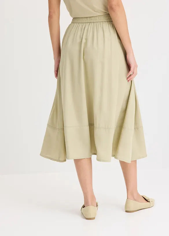 Jupe midi en Lyocell à taille élastiquée, bonprix