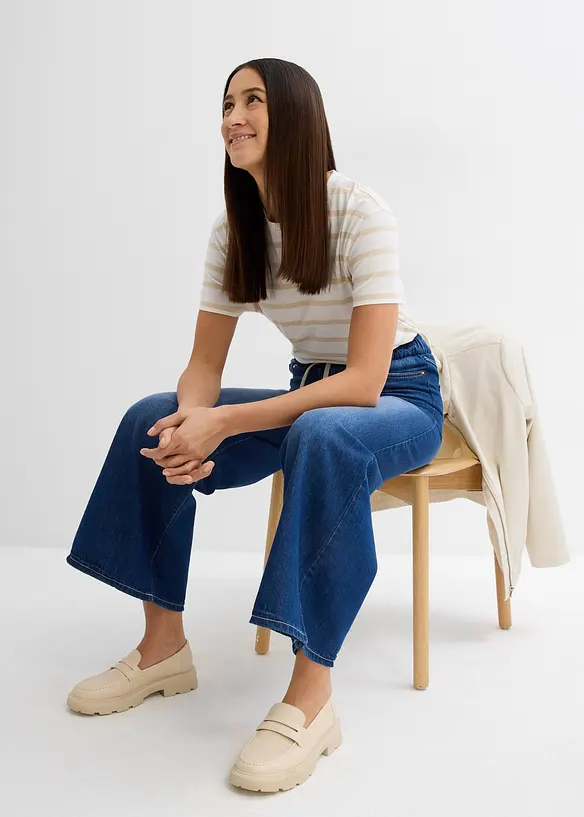 Jean large, taille mi-haute et élastiquée, bonprix