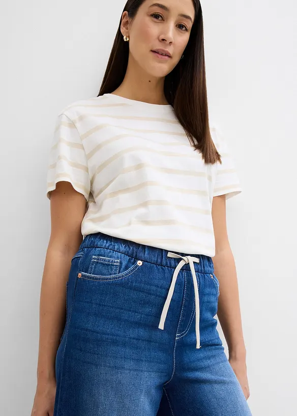 Jean large, taille mi-haute et élastiquée, bonprix
