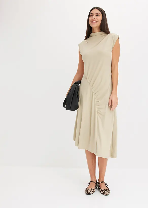 Robe midi avec drapé et base asymétrique, bonprix
