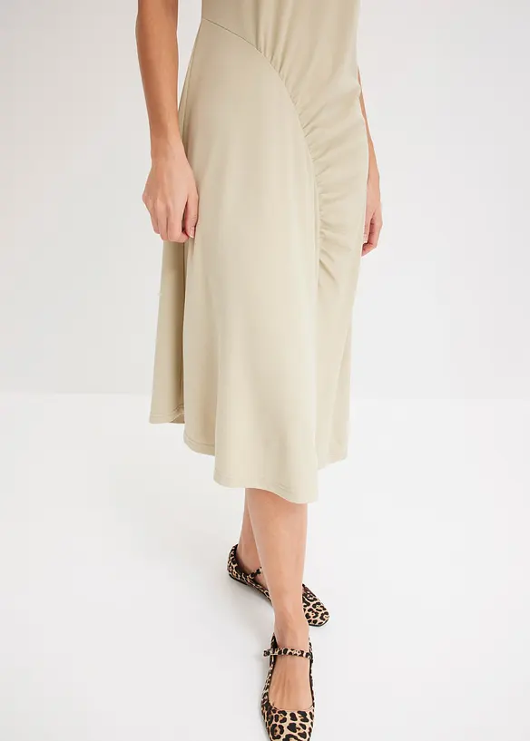 Robe midi avec drapé et base asymétrique, bonprix