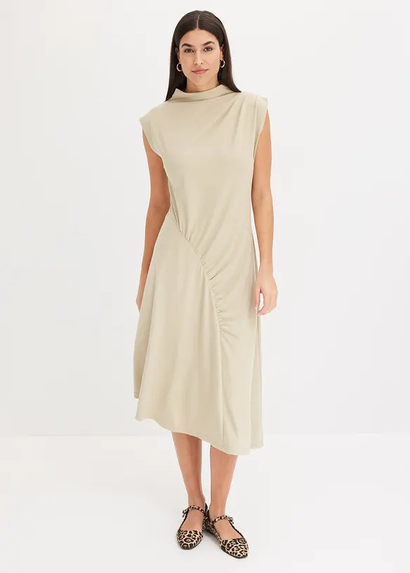 Robe midi avec drapé et base asymétrique, bonprix
