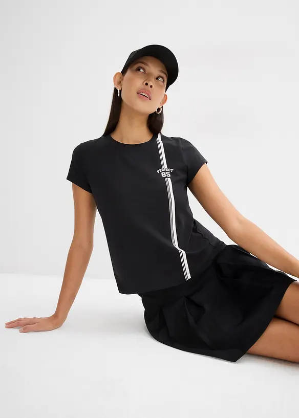 Kurzes T-Shirt mit Druck, bonprix