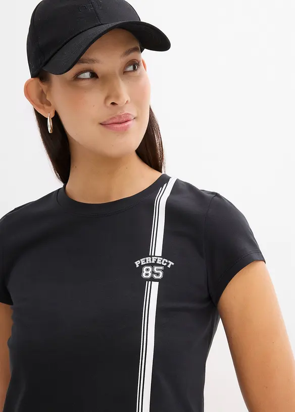 Kurzes T-Shirt mit Druck, bonprix