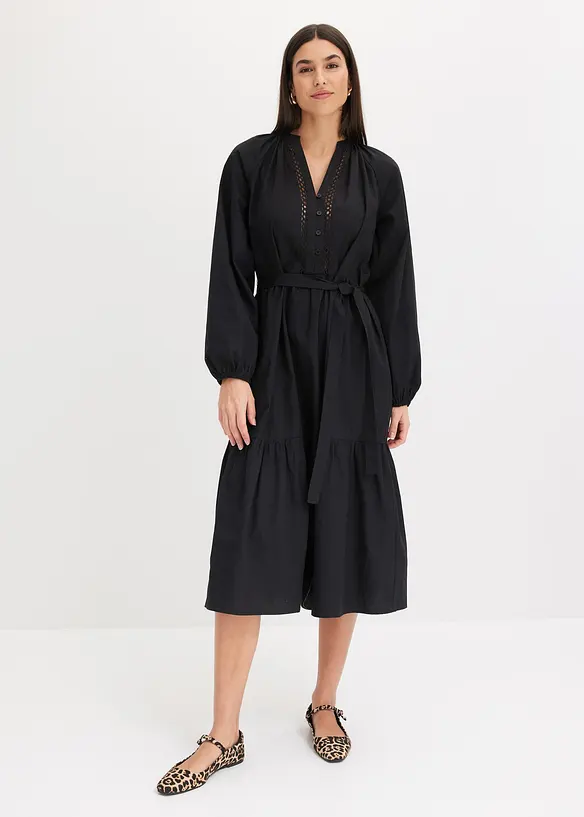 Robe midi à empiècements en crochet, bonprix