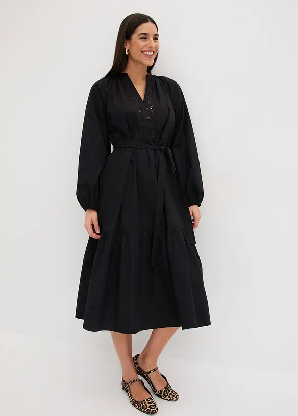 Robe midi à empiècements en crochet, bonprix