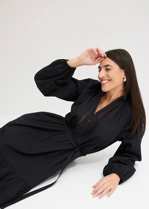 Robe midi à empiècements en crochet, bonprix
