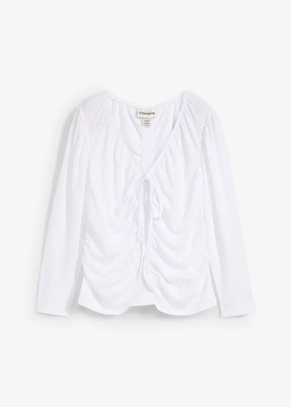 T-shirt manches longues à détails froncés, bonprix