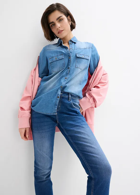 Jean boyfriend taille mi-haute, raccourci, bonprix