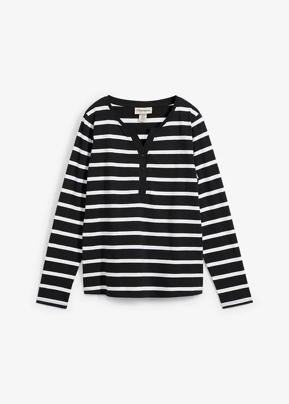 T-shirt col Henley, 100% coton, bonprix