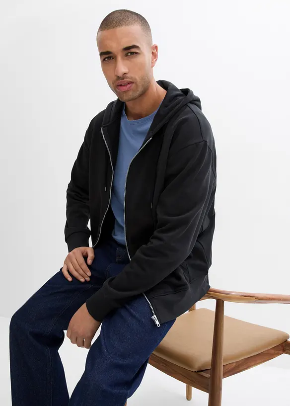 Kapuzen-Sweatjacke aus reiner Bio-Baumwolle, Loose Fit, bonprix