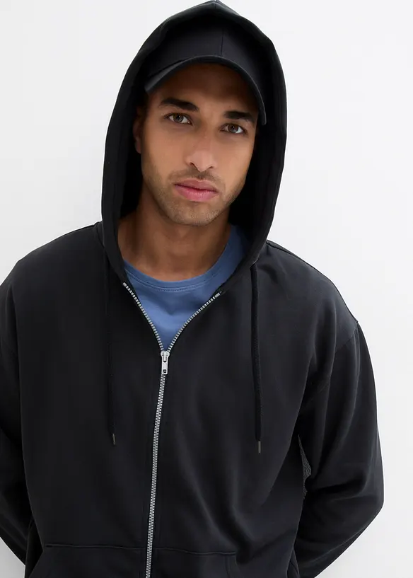 Kapuzen-Sweatjacke aus reiner Bio-Baumwolle, Loose Fit, bonprix