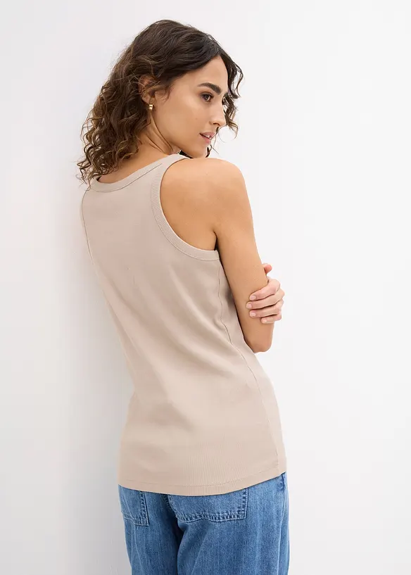 Lot de 2 tops côtelés 100% coton, bonprix