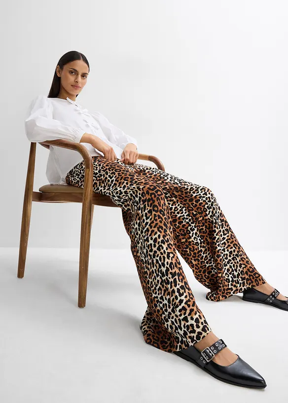 Pantalon palazzo fluide en viscose mélangée, bonprix