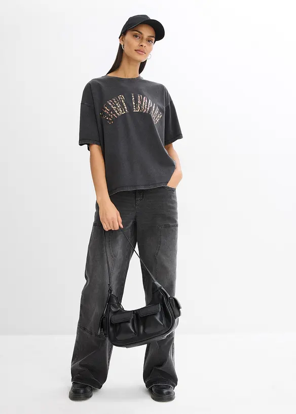 T-shirt doux et oversize en coton extensible, bonprix