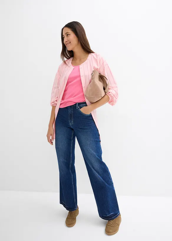 Lot de 2 T-shirts en coton côtelé, bonprix