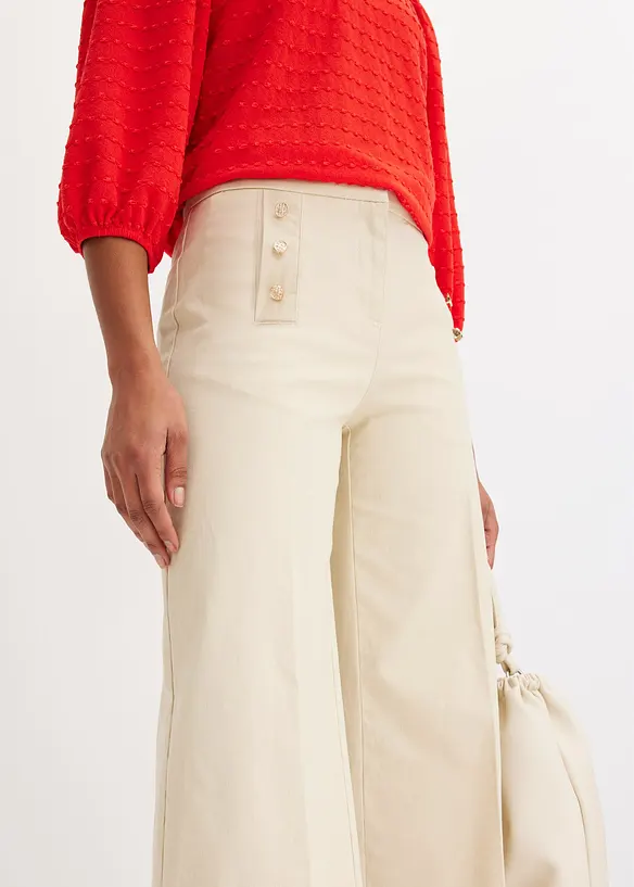 Pantalon twill à boutons décoratifs, bonprix