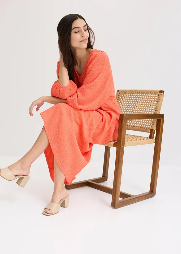 Robe midi en jersey texturé, bonprix