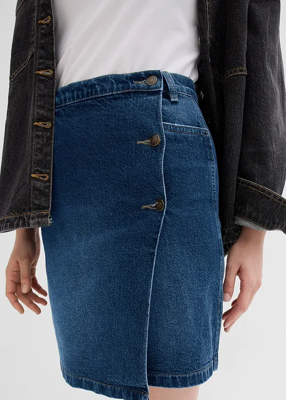 Jupe en jean style portefeuille, bonprix