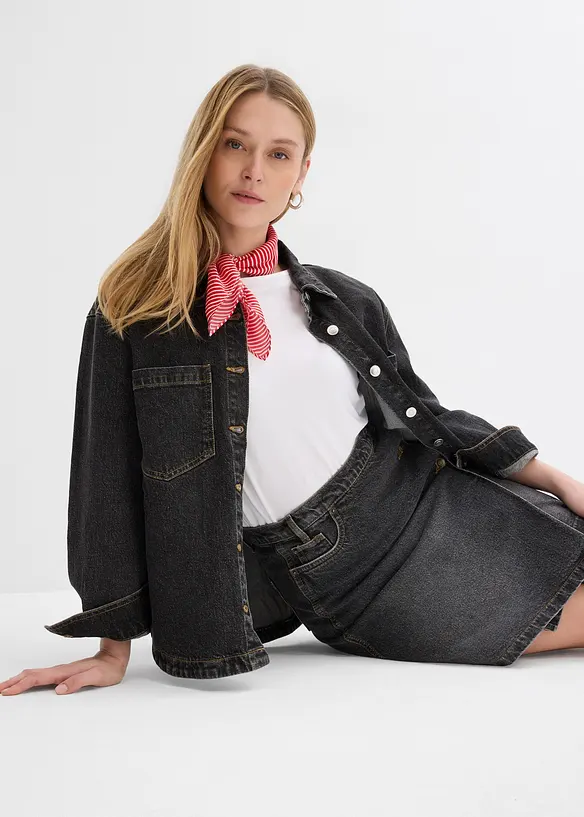 Jupe en jean style portefeuille, bonprix