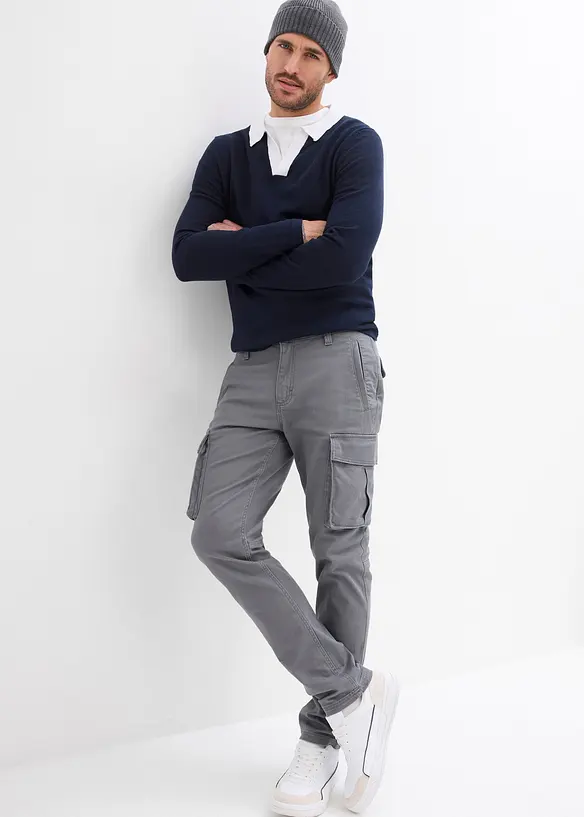 Pantalon droit en coton extensible, regular, bonprix
