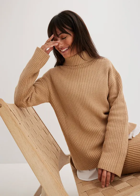 Pull col roulé en coton, bonprix